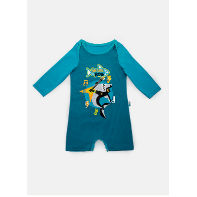 Macacão Manga Longa Microfibra Bebê Menino Tubarão Rockstar