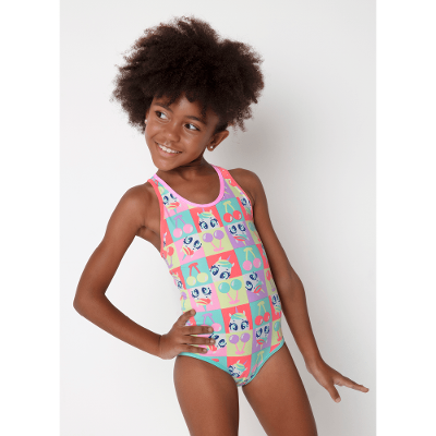 Maiô com Proteção Solar Menina Unicórnio Cherry