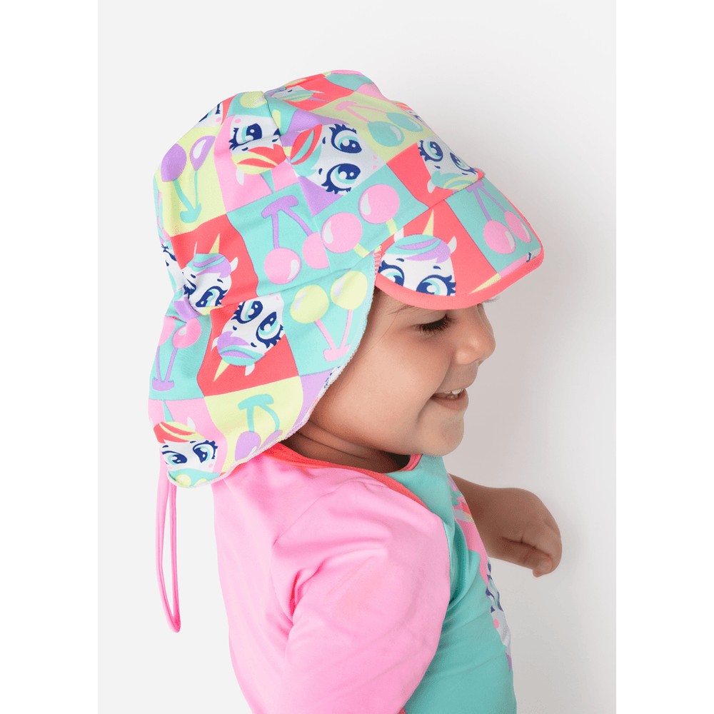 Chapéu com Proteção Solar Bebê Menina Unicórnio Cherry - 2