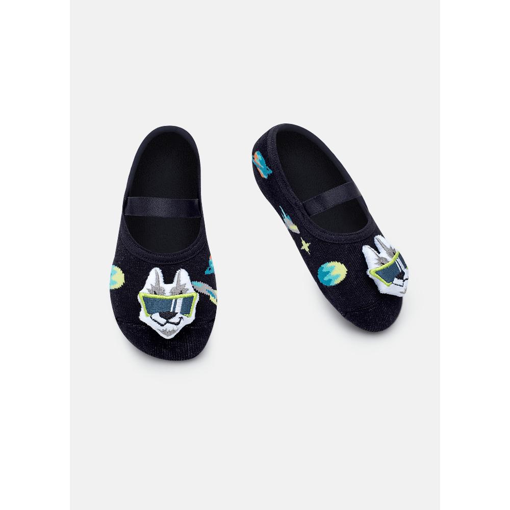 Meia Sapatilha Antiderrapante Bebê Menino Lobo Space com LED - 1