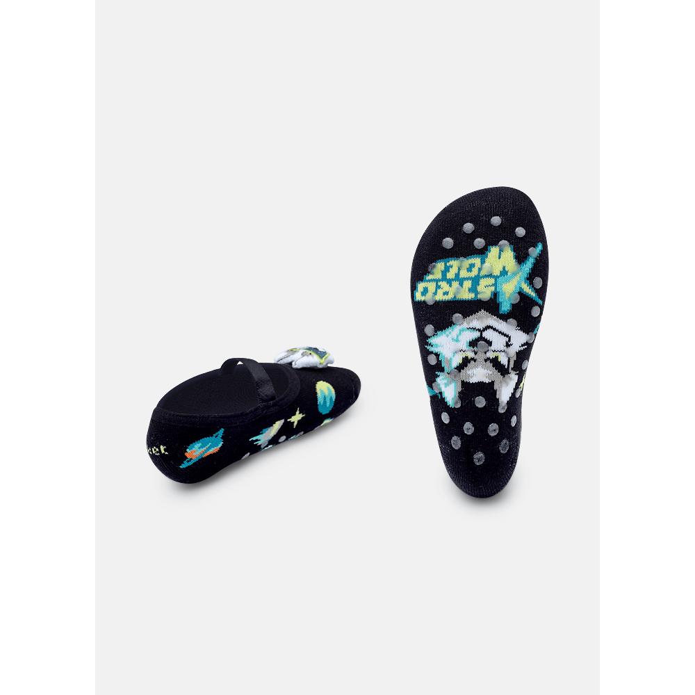 Meia Sapatilha Antiderrapante Bebê Menino Lobo Space com LED - 2