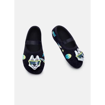 Meia Sapatilha Antiderrapante Bebê Menino Lobo Space com LED