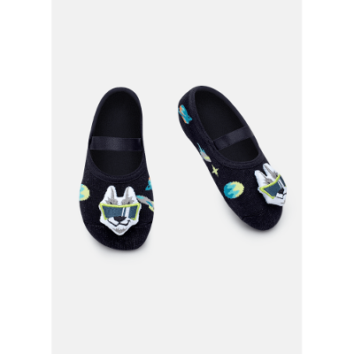 Meia Sapatilha Antiderrapante Bebê Menino Lobo Space com LED