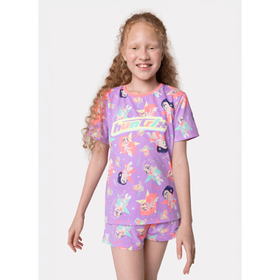 Pijama Manga Curta Algodão Menina Guerreiras do K-Pop