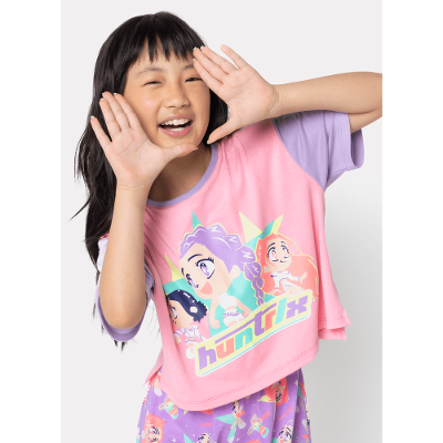 Pijama Manga Curta Viscolycra Menina Guerreiras do K-Pop