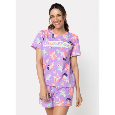 Pijama Manga Curta Algodão Feminino Guerreiras do K-Pop