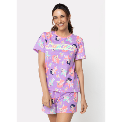 Pijama Manga Curta Algodão Feminino Guerreiras do K-Pop