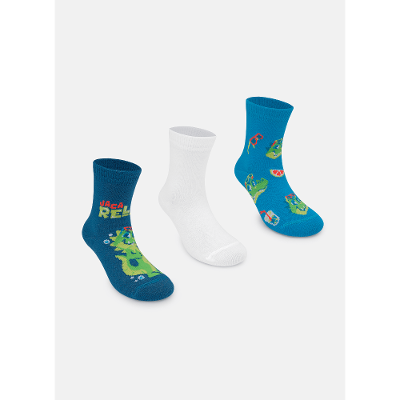 Kit com 3 Meias Soquete Bebê Menino Jacaré Relax
