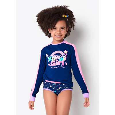 Conjunto Camiseta e Calcinha Menina Teen Unicórnio Kawaii