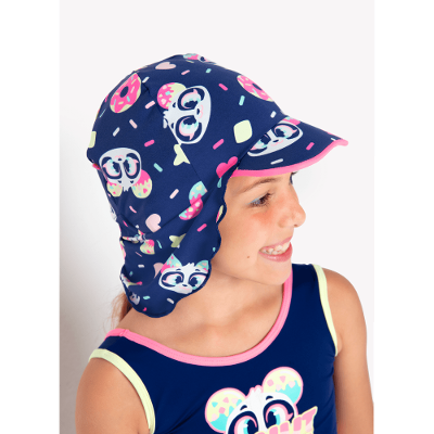 Chapéu com Proteção Solar Menina Panda Donut