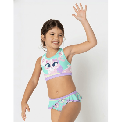 Biquíni Bebê Menina Gata Sereia
