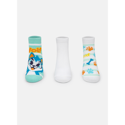 Kit com 3 Meias Cano Curto Menino Cachorro