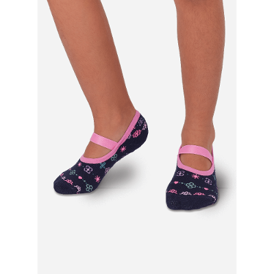 Meia Sapatilha Antiderrapante Menina Flores