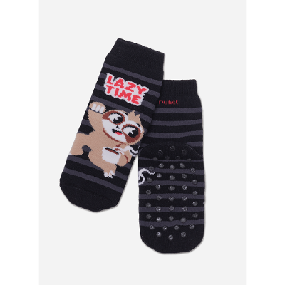 Meia Cano Curto Antiderrapante Menino Preguiça