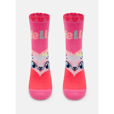 Meia Soquete Menina Panda Romântico