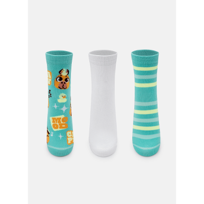 Kit com 3 Meias Cano Curto Unissex Teen Capy Bora