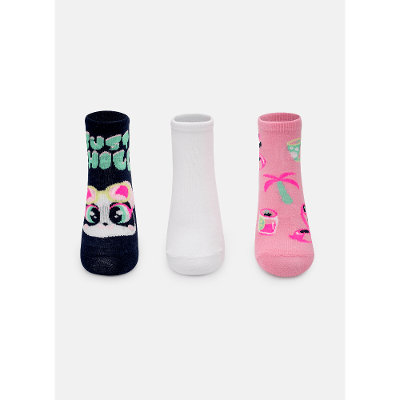 Kit com 3 meias Menina Panda Miami