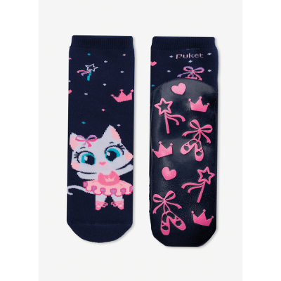 Meia Soquete Com Sola Emborrachada Menina Gata Bailarina