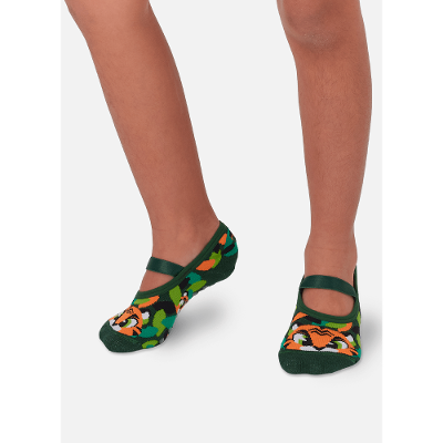 Meia Sapatilha Antiderrapante Menino Tigre Floresta