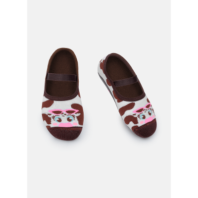 Meia Sapatilha com Sola Emborrachada Bebê Menina Vaca Summer