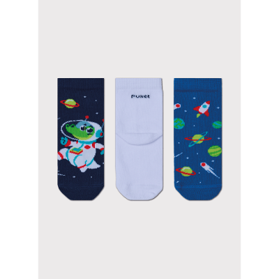 Kit com 3 Meias Soquete Bebê Menino Jacaré