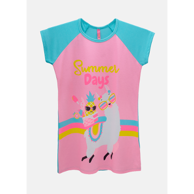 Camisola Manga Curta Viscolycra Menina Lhama Summer