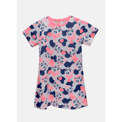 Camisola Manga Curta Algodão Feminina Vaca Romântica