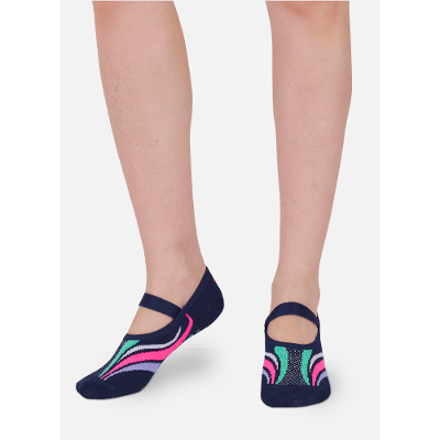 Meia Sapatilha Antiderrapante Feminina Pilates Azul