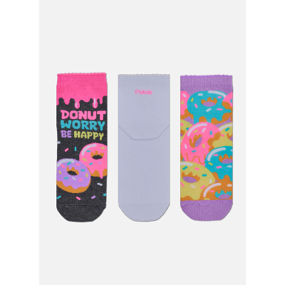 Kit com 3 Meias Cano Curto Feminino Donuts