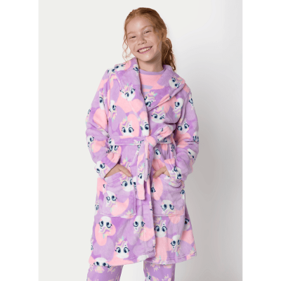 Roupão Manga Longa Soft Menina Teen Unicórnio Diamante