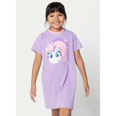 Camisola Manga Curta Algodão Menina Unicórnio Diamante