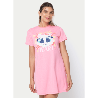 Camisola Manga Curta Feminina Gata Cereja