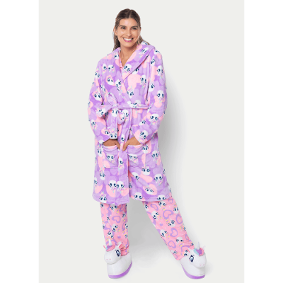 Roupão Manga Longa Soft Feminino Unicórnio Diamante