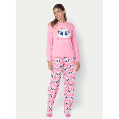 Pijama Manga Longa Feminino Gata Cereja