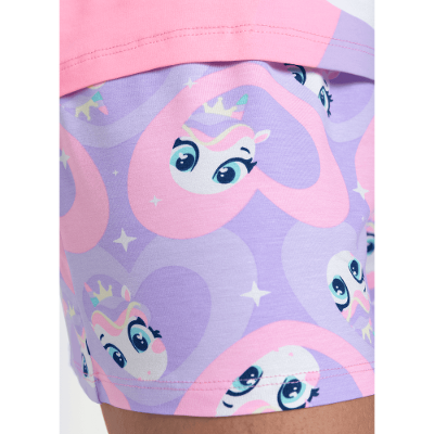 Pijama Manga Curta Viscolycra Feminino Unicórnio Diamante