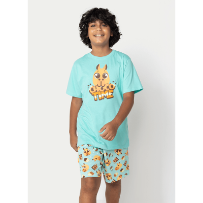 Pijama Manga Curta Algodão Menino Teen Capivara Chocolate