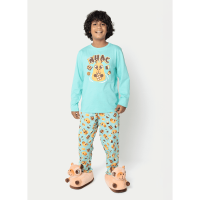 Pijama Manga Longa Algodão Menino Teen Capivara Chocolate