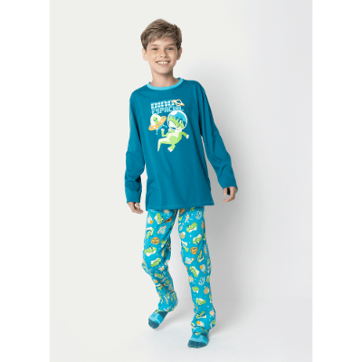 Pijama Manga Longa Algodão Menino Teen Dino Astronauta
