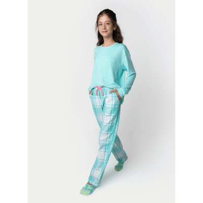 Pijama Manga Longa Menina Teen Xadrez