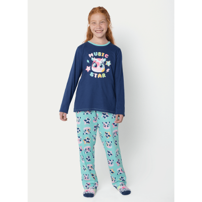 Pijama Manga Longa Algodão Menina Teen Vaca Moosic