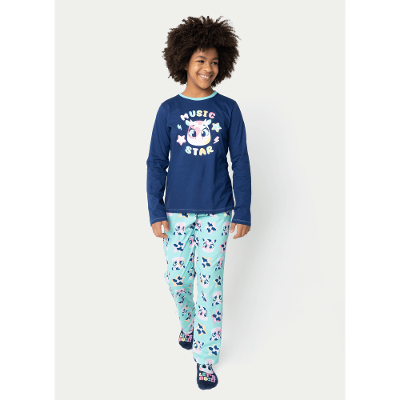 Pijama Manga Longa Algodão Menina Teen Vaca Moosic