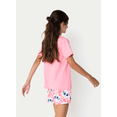 Pijama Manga Curta Menina Teen Gata Cereja
