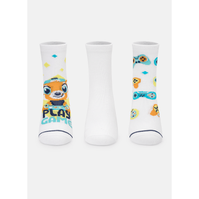 Kit com 3 Meias Soquete Menino Raposa Gamer