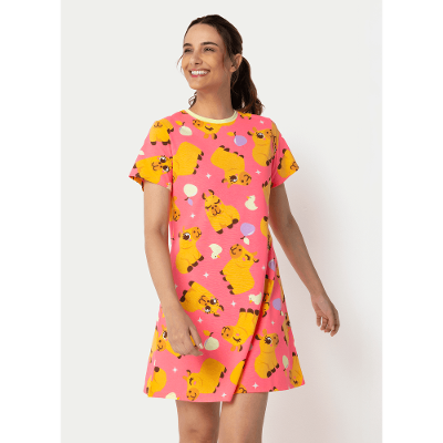 Camisola Manga Curta Algodão Feminina Capivara Vibes