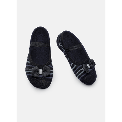 Meia Sapatilha Antiderrapante Bebê Menina Listrada Preta