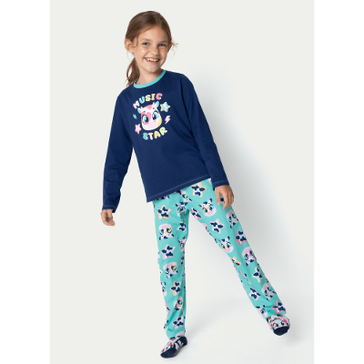 Pijama Manga Longa Algodão Menina Vaca Moosic