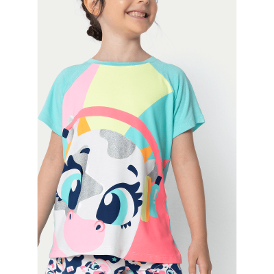 Pijama Manga Curta Viscolycra Menina Vaca Moosic