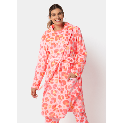 Roupão Manga Longa Soft Feminino Gata Cereja