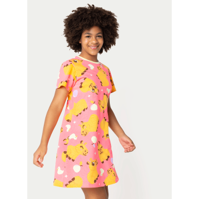 Camisola Manga Curta Algodão Menina Teen Capivara Vibes