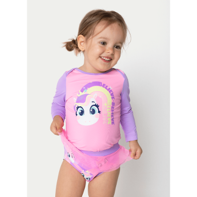 Conjunto Camiseta e Calcinha Bebê Menina Unicórnio Diamante